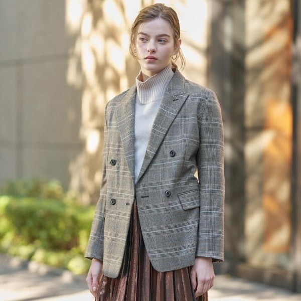 otonaMUSE11月号掲載】ループツイードグレンチェックダブルジャケット
