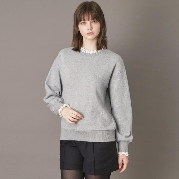 yori 裏毛ヘムフリルプルオーバー ホワイト 機能付インナー袖フリル