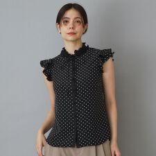 ドットプリントウィングスリーブブラウス