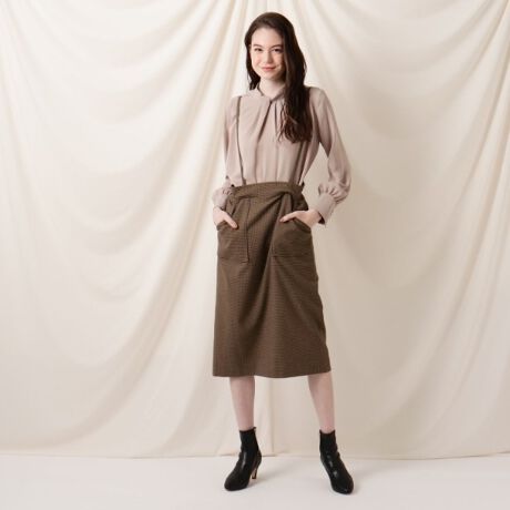 サスペンダー付きチェックミモレタイトスカート クチュールブローチ Couture Brooch ファッション通販 マルイウェブチャネル