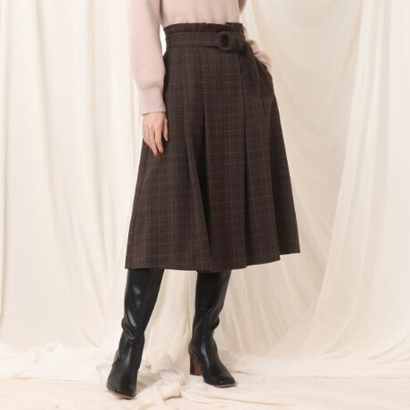 モールチェックタックフレアスカート クチュールブローチ Couture Brooch ファッション通販 マルイウェブチャネル