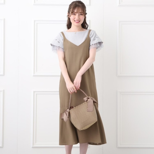 美品✨プラージュ キャミワンピース 麻 春服 グレー ロング 日本製-