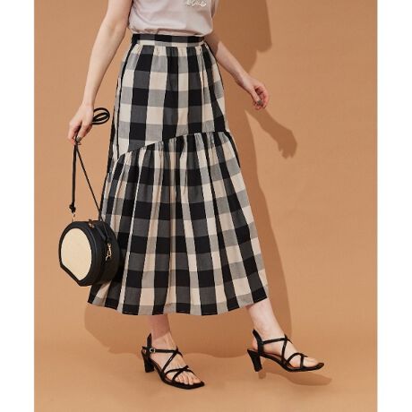 セットアップ可能存在感抜群スカート】ブロックチェックスカート  