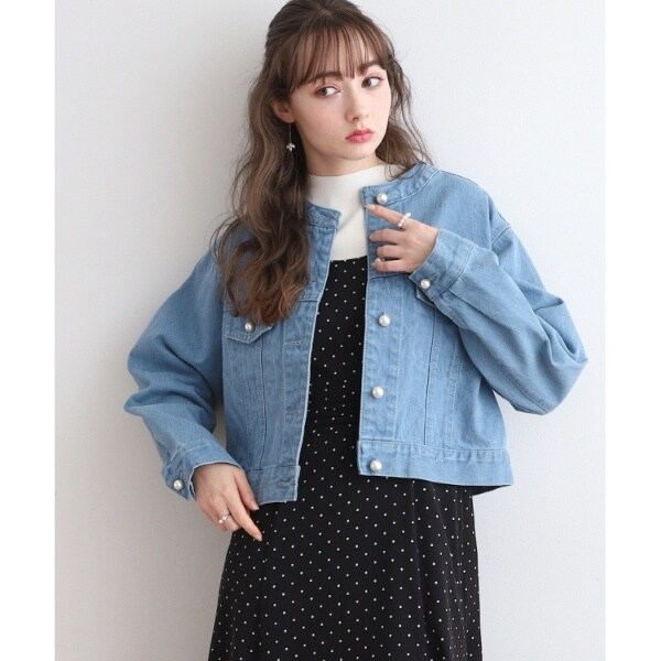 クチュール ブローチ Couture Brooch パール調釦ノーカラー