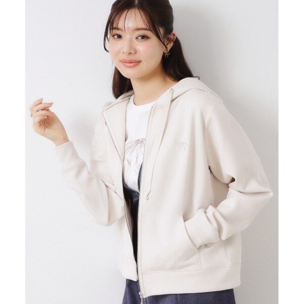 COUTURE レディースファッション リボン刺繍ダンボールZIPフーディ