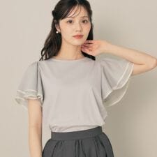 【マシンウォッシャブル・UVケア・接触冷感・二の腕カバー】配色フレアドッキングカットソー