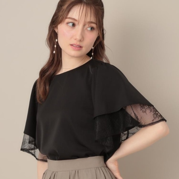 ラメストライプラッフルタイブラウス≪手洗い可能