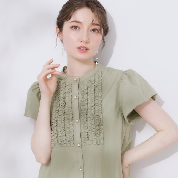 ブラウス シャツ 「大人フェミニン・華奢見え・通勤」フロントフリルシャツ レディース 大人フェミニン・華奢見え・通勤】フロントフリルシャツ