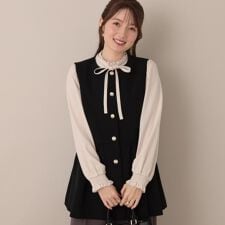 クチュールブローチ(Couture Brooch)の【フェミニン・きれいめ】ゴールド釦ペプラムジレ