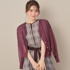 クチュールブローチ(Couture Brooch)の【秋カラー・オシャレな透け感】ダブルパール調シアーカーディガン
