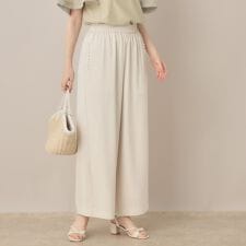 【マルチデザイン・楽ちん】フェイクパール リラックスワイドパンツ