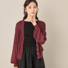 ラメリブVネックカーディガン