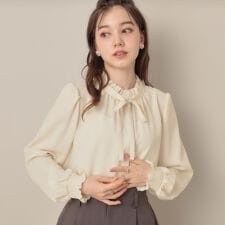 タイ付きピコフリルブラウス