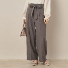ウエストリボン サスペンダー付きワイドパンツ