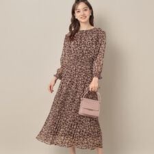 【一枚で着映える・花柄・通勤】前後2WAYシフォン楊柳小花ワンピース