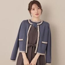 クチュールブローチ(Couture Brooch)の【高見え・通勤・大人可愛い】配色総針スカラカーディガン