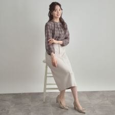 【洗える・ストレッチ・通勤】スエード調ダンボールIラインスカート