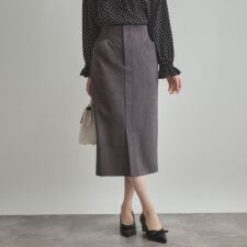 クチュールブローチ(Couture Brooch)の【洗える・ストレッチ・通勤】スエード調ダンボールIラインスカート