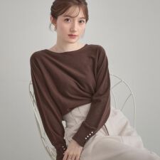 【大人上品・通勤・前後2WAY】バックパール調ドルマンニット