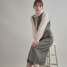 クチュールブローチ(Couture Brooch)の【美シルエット・大人可愛い・通勤】TRチェックジャンスカ