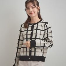 クチュールブローチ(Couture Brooch)の【大人可愛い・通勤】チェックジャカード ニットカーディガン
