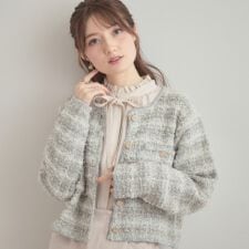 クチュールブローチ(Couture Brooch)のツイード編みカーディガン