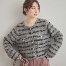 クチュールブローチ(Couture Brooch)のツイード編みカーディガン