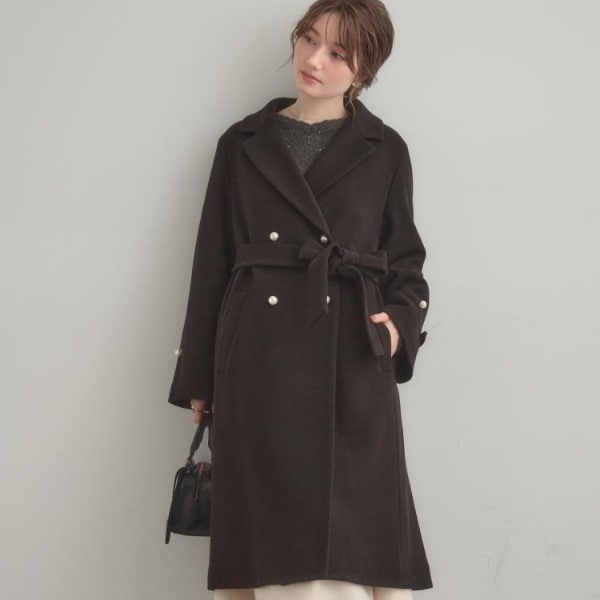 大人上品・ベルト付き】パール調釦チェスターコート | クチュール