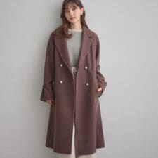 【大人上品・ベルト付き】パール調釦チェスターコート