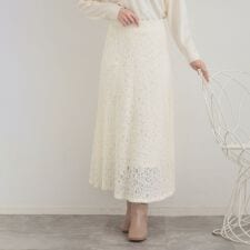 起毛フラワーレーススカート