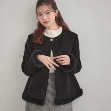 クチュールブローチ(Couture Brooch)の【大人レディ・フェイクファー取り外し可能】ケープ風ショートコート