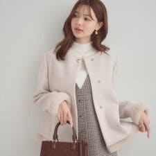 クチュールブローチ(Couture Brooch)の【大人レディ・フェイクファー取り外し可能】ケープ風ショートコート