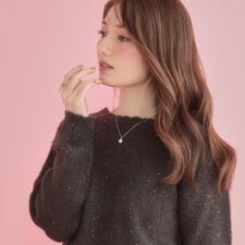 クチュールブローチ(Couture Brooch)の【前後2WAY】スパンコールラメフェザー ニット