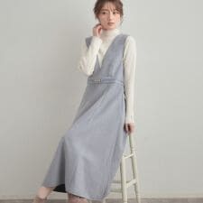 【S-LL通勤】ビット付き スエード調ダンボールジャンスカ