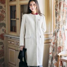 クチュールブローチ(Couture Brooch)の【通勤ビジューブローチ付き】ノーカラー ロングコート