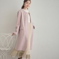 クチュールブローチ(Couture Brooch)の【通勤ビジューブローチ付き】ノーカラー ロングコート