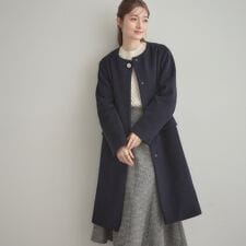 クチュールブローチ(Couture Brooch)の【通勤ビジューブローチ付き】ノーカラー ロングコート