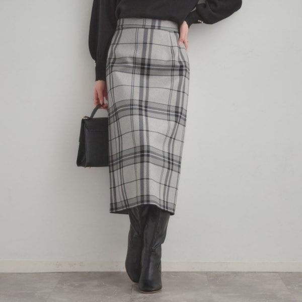 【洗える微起毛】Iライン チェックスカート