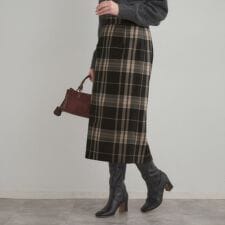 【洗える微起毛】Iライン チェックスカート