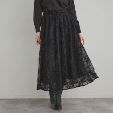 【通勤】ラメ刺繍ブークレチュールスカート