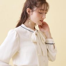 【ハレの日・通勤】配色タックタイブラウス