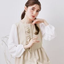 【ハレの日・通勤】フリルドッキング ペプラムブラウス