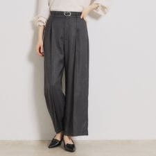 【洗える・S-LL】デニムライク ベルト付きパンツ