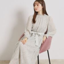 【洗える・着映え】楊柳小花シャーリングワンピース