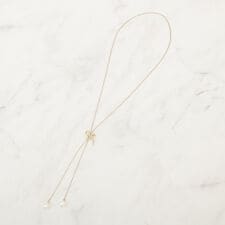 リボンパール調ロングネックレス