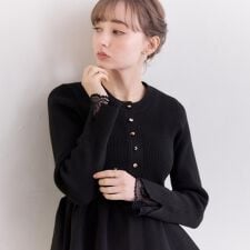 【大人かわいい・洗える】ペプラムニットカーディガン