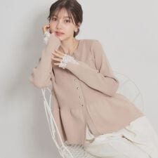 【大人かわいい・洗える】ペプラムニットカーディガン