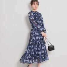 【洗える・着映え】チューリップ柄 ワンピース