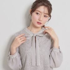 【洗える・通勤】フラワーレースブラウス