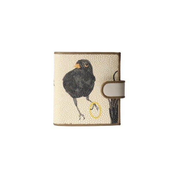 【美品】　ヒロコハヤシ　メルロ　薄型二つ折り財布　鳥　バード　ベージュ　人気 美品】 ヒロコハヤシ メルロ 薄型二つ折り財布 鳥 バード ベージュ